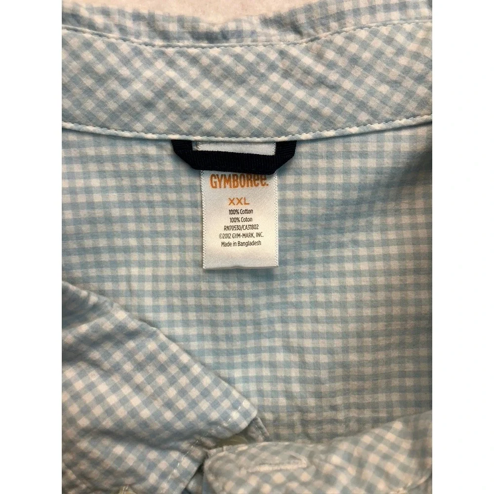 Gymboree Kids Boys Light Blue‎ Gingham Check Button Down Shirt XXL Long Sleeve